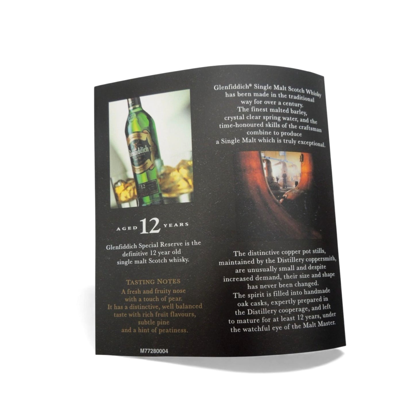 Vintage Glenfiddich 12 Year Scotch Whisky Empty Tube Tin Box & Brochure 12"