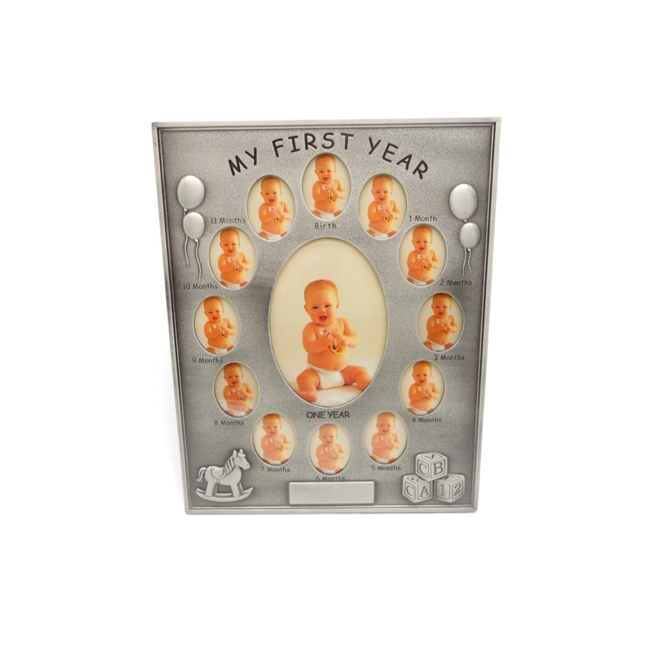 My First Year Baby Photo Frame Silver Tone 13 Openings