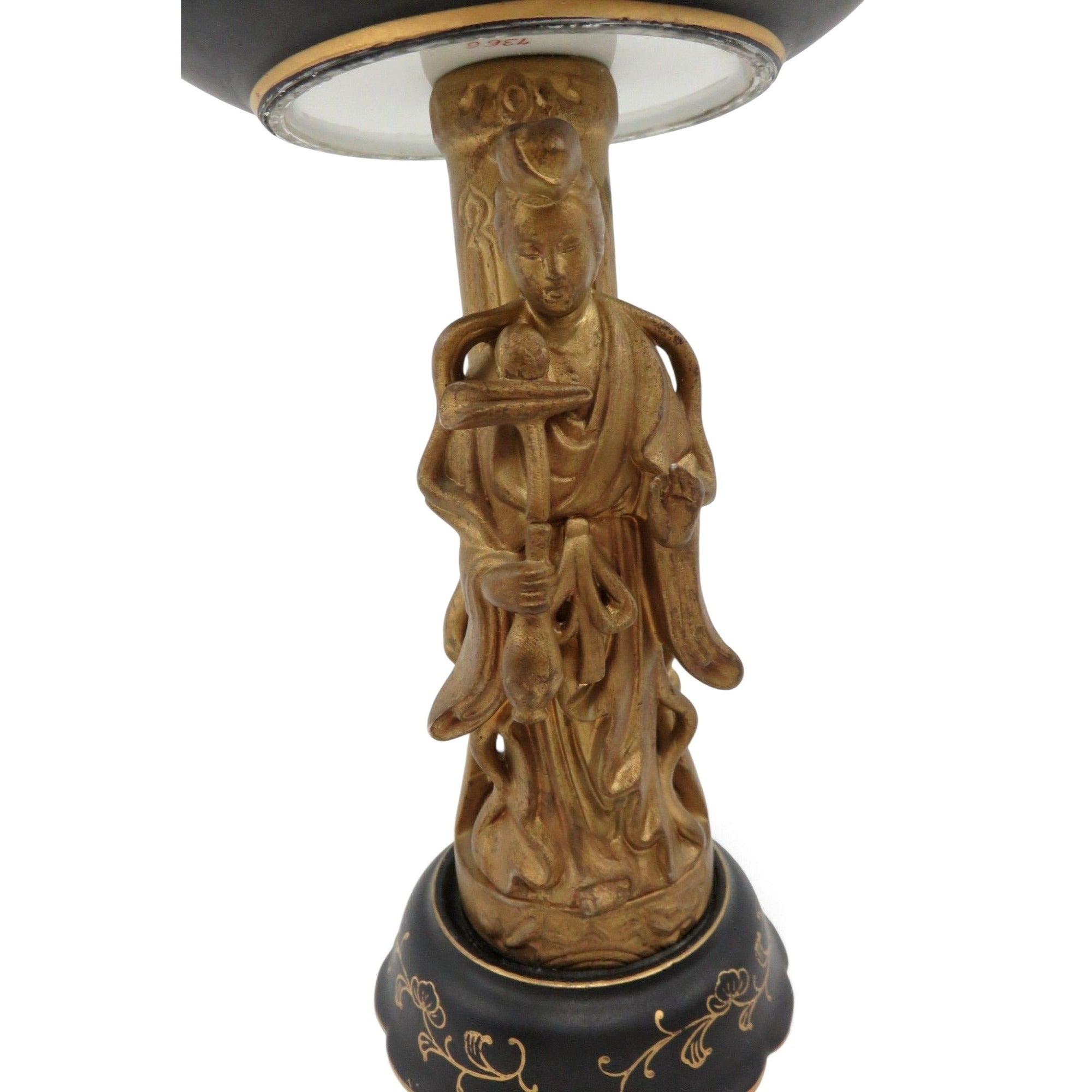 Vintage Japan Figural Pedestal Lenwile Ardalt Black & Gold Compote 9"