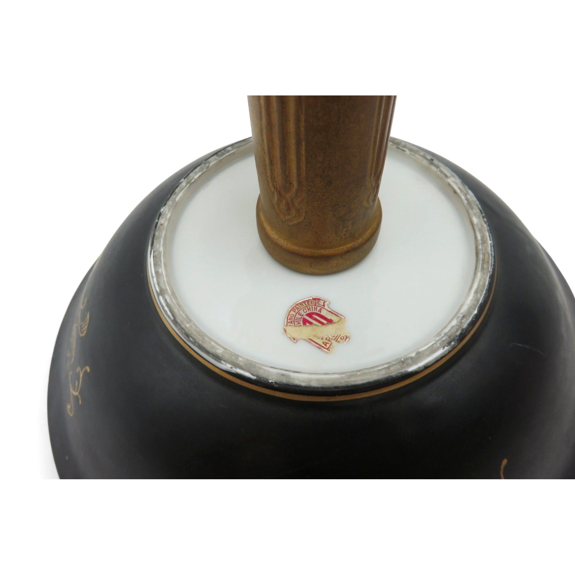 Vintage Japan Figural Pedestal Lenwile Ardalt Black & Gold Compote 9"