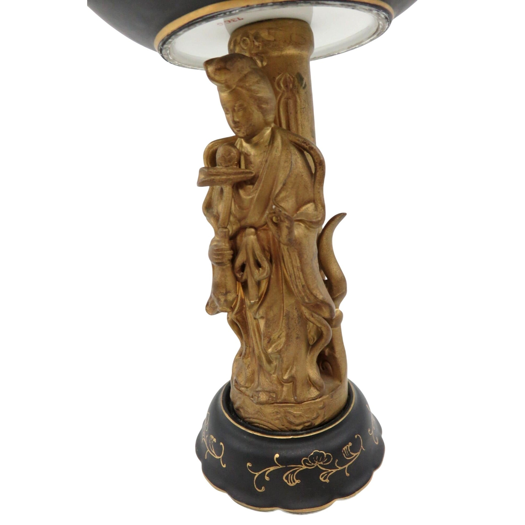 Vintage Japan Figural Pedestal Lenwile Ardalt Black & Gold Compote 9"