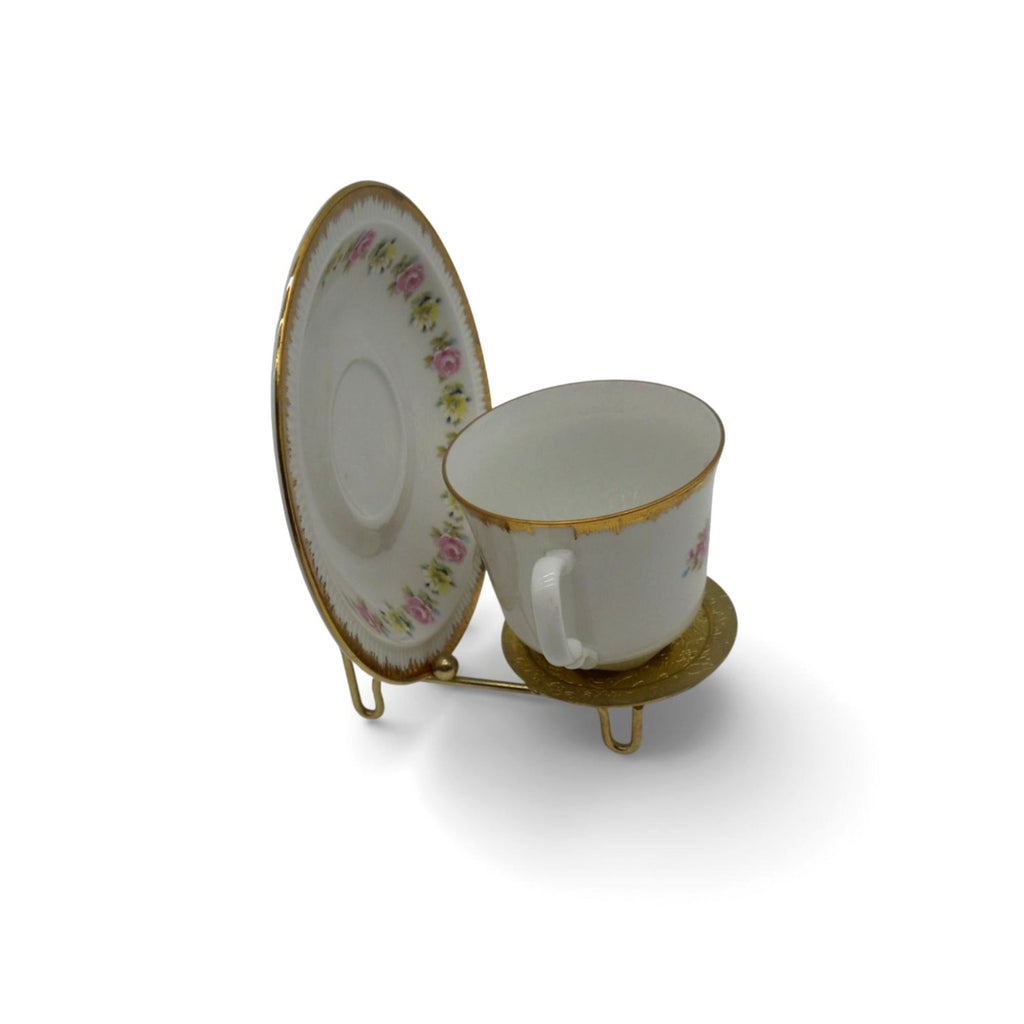 Kronester Bavaria 8922 Floral Gilded Teacup Set & Saucer Germany Vintage