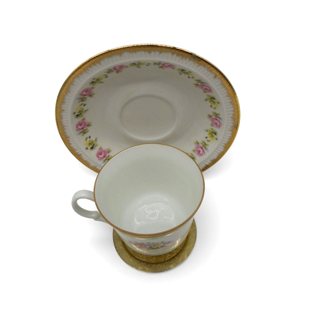 Kronester Bavaria 8922 Floral Gilded Teacup Set & Saucer Germany Vintage