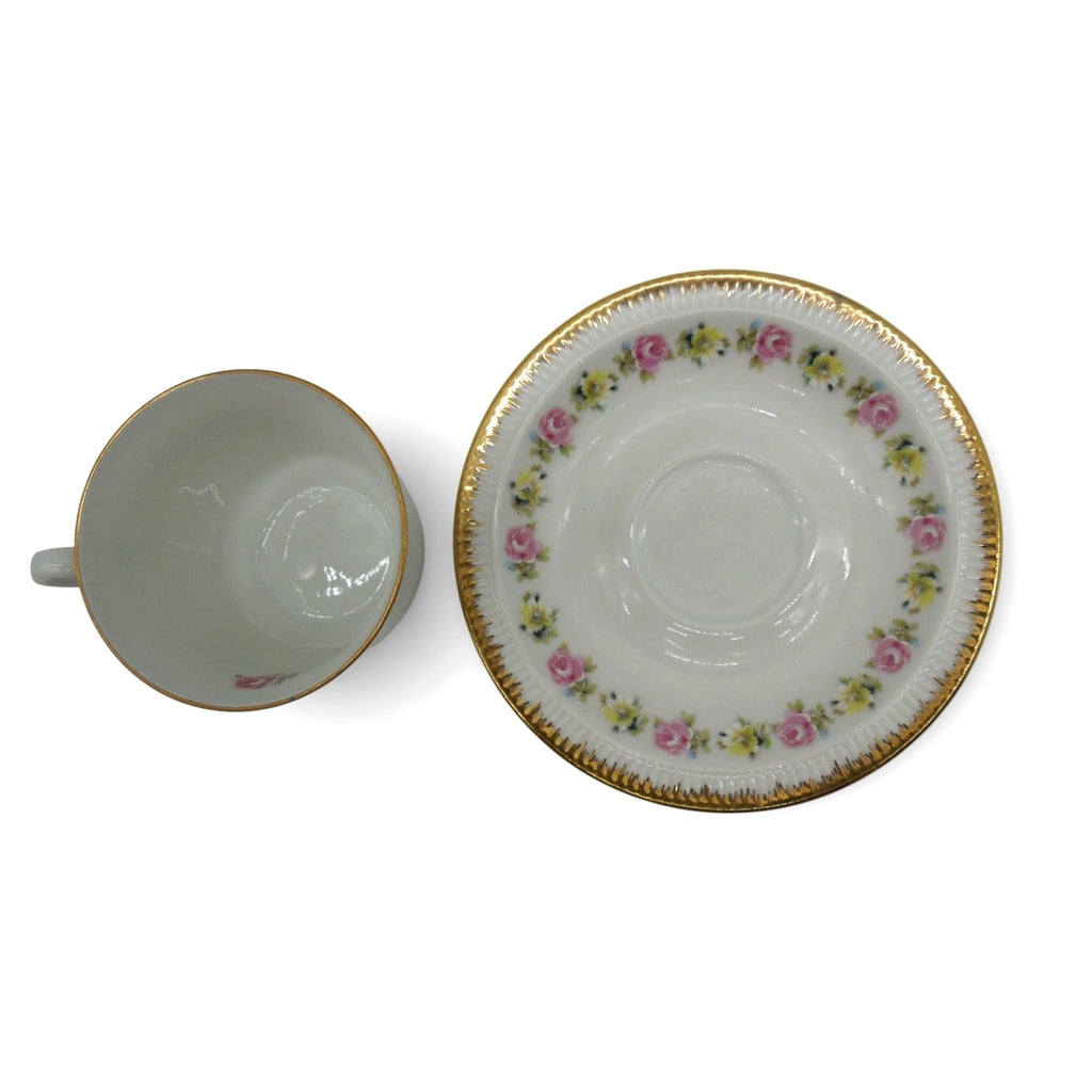 Kronester Bavaria 8922 Floral Gilded Teacup Set & Saucer Germany Vintage