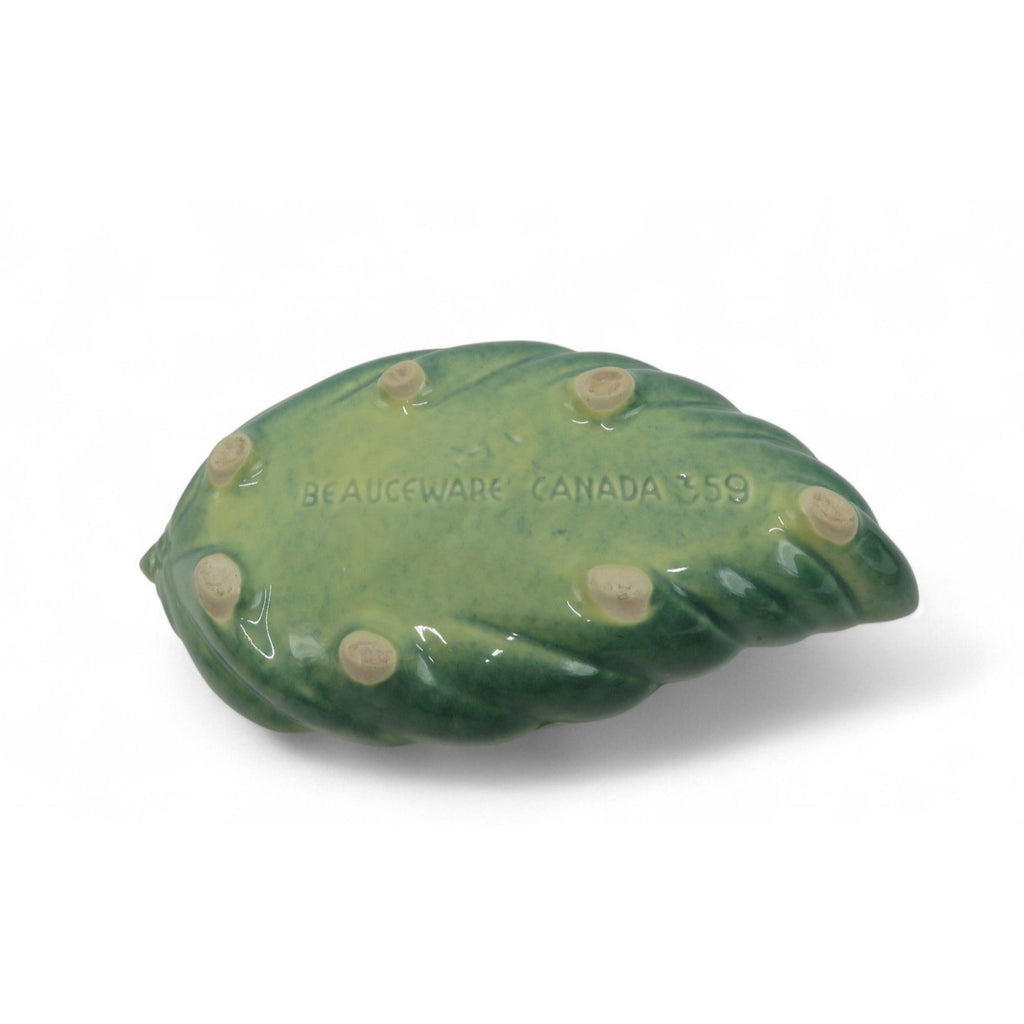 Vintage Beauceware Canada 359 Green Ceramic Leaf Bowl Pottery Dish 12"