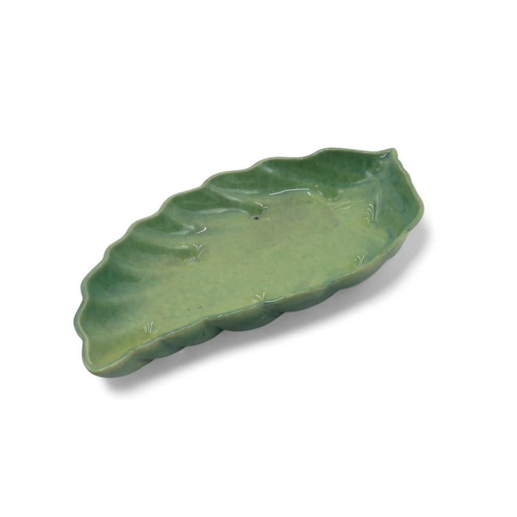 Vintage Beauceware Canada 359 Green Ceramic Leaf Bowl Pottery Dish 12"