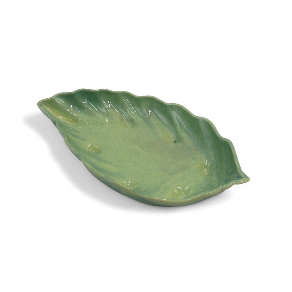 Vintage Beauceware Canada 359 Green Ceramic Leaf Bowl Pottery Dish 12"