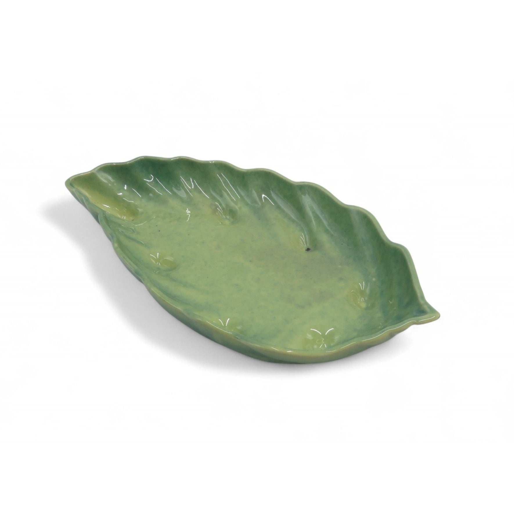 Vintage Beauceware Canada 359 Green Ceramic Leaf Bowl Pottery Dish 12"