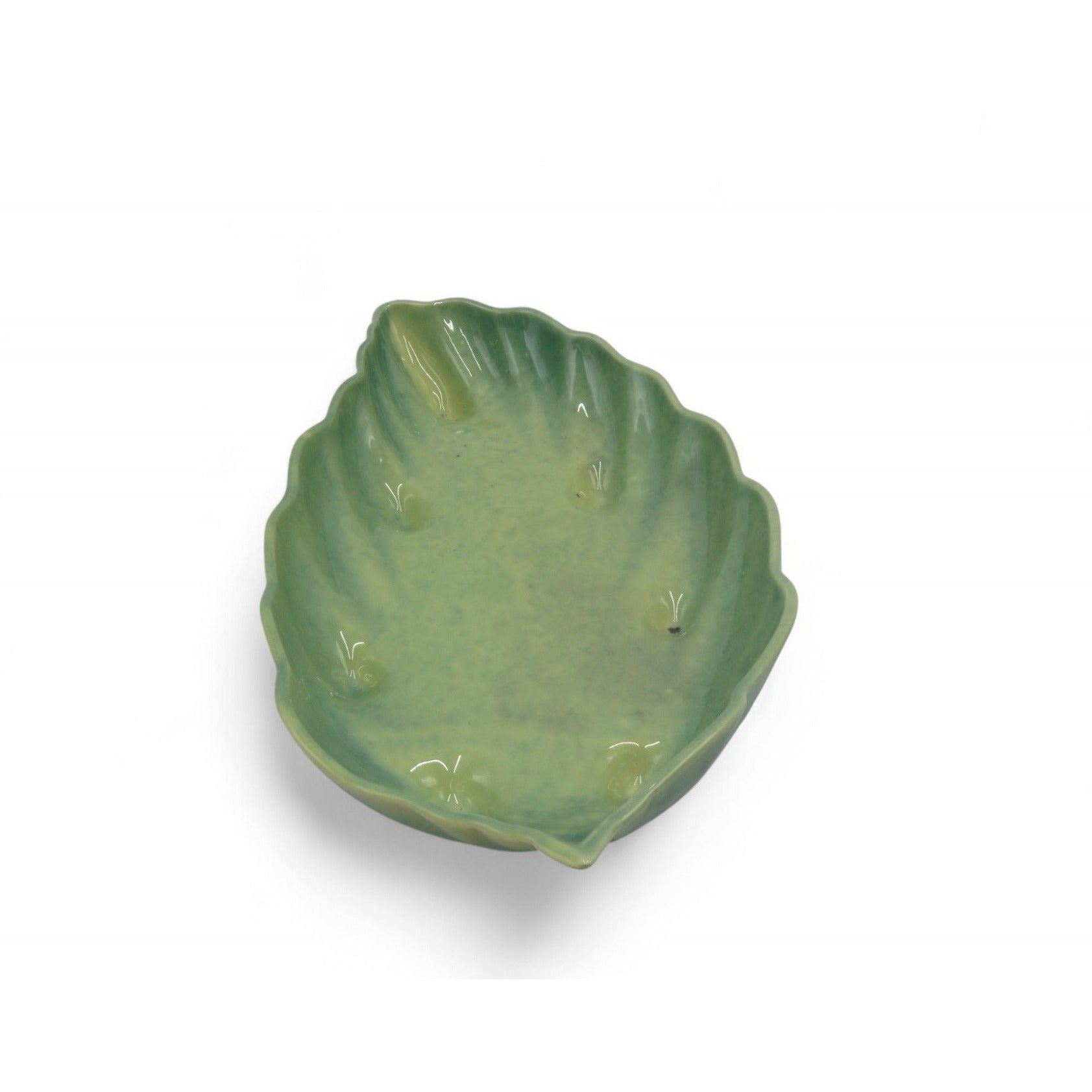 Vintage Beauceware Canada 359 Green Ceramic Leaf Bowl Pottery Dish 12"