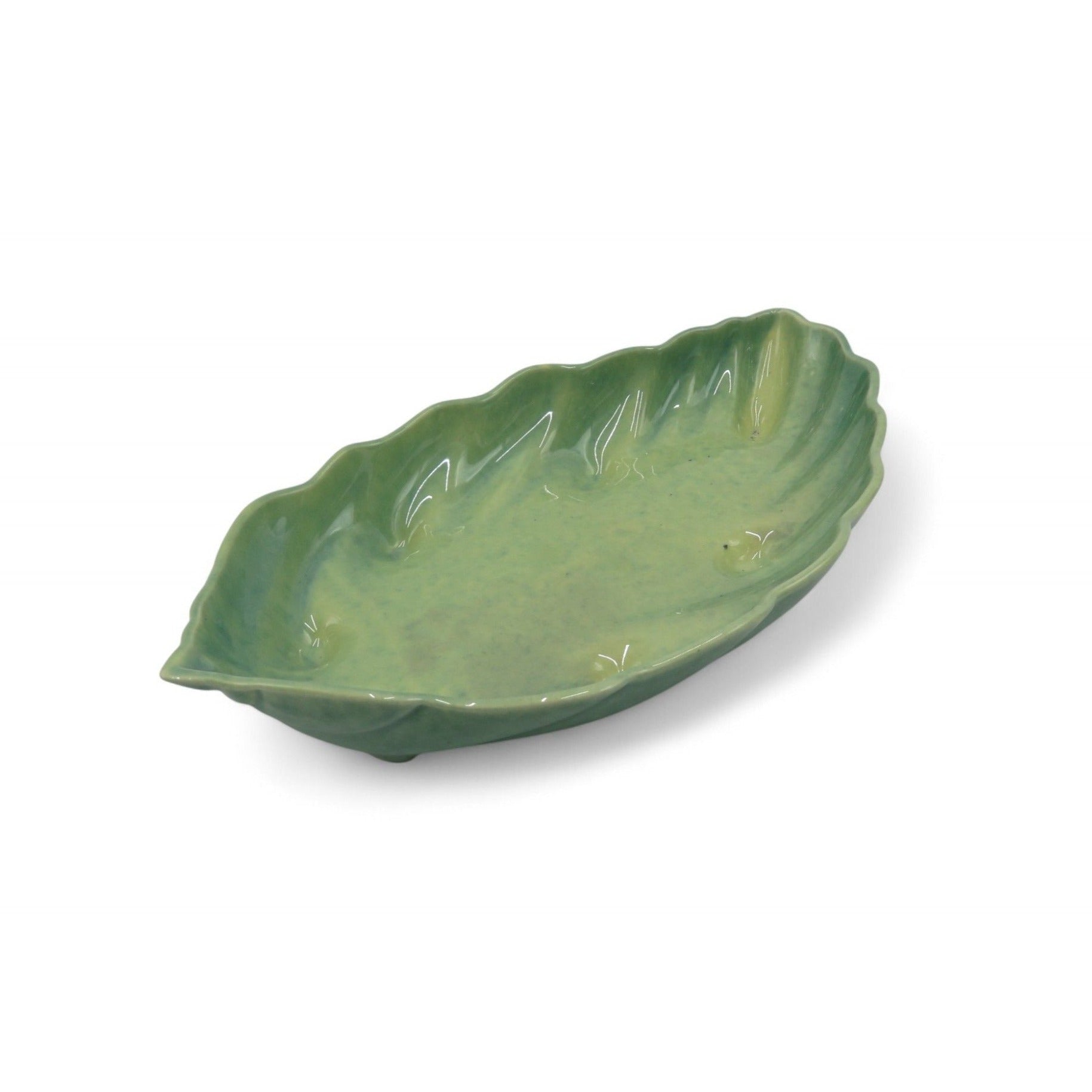 Vintage Beauceware Canada 359 Green Ceramic Leaf Bowl Pottery Dish 12"