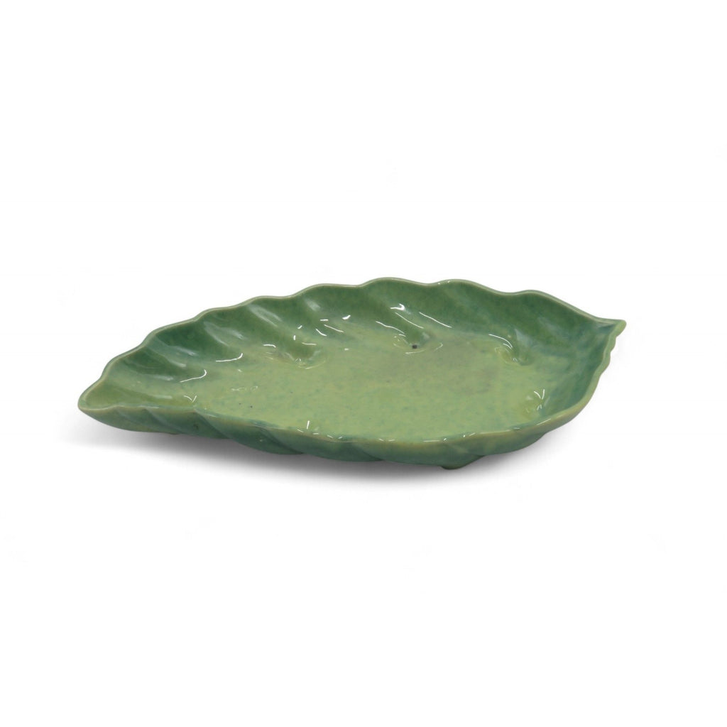 Vintage Beauceware Canada 359 Green Ceramic Leaf Bowl Pottery Dish 12"