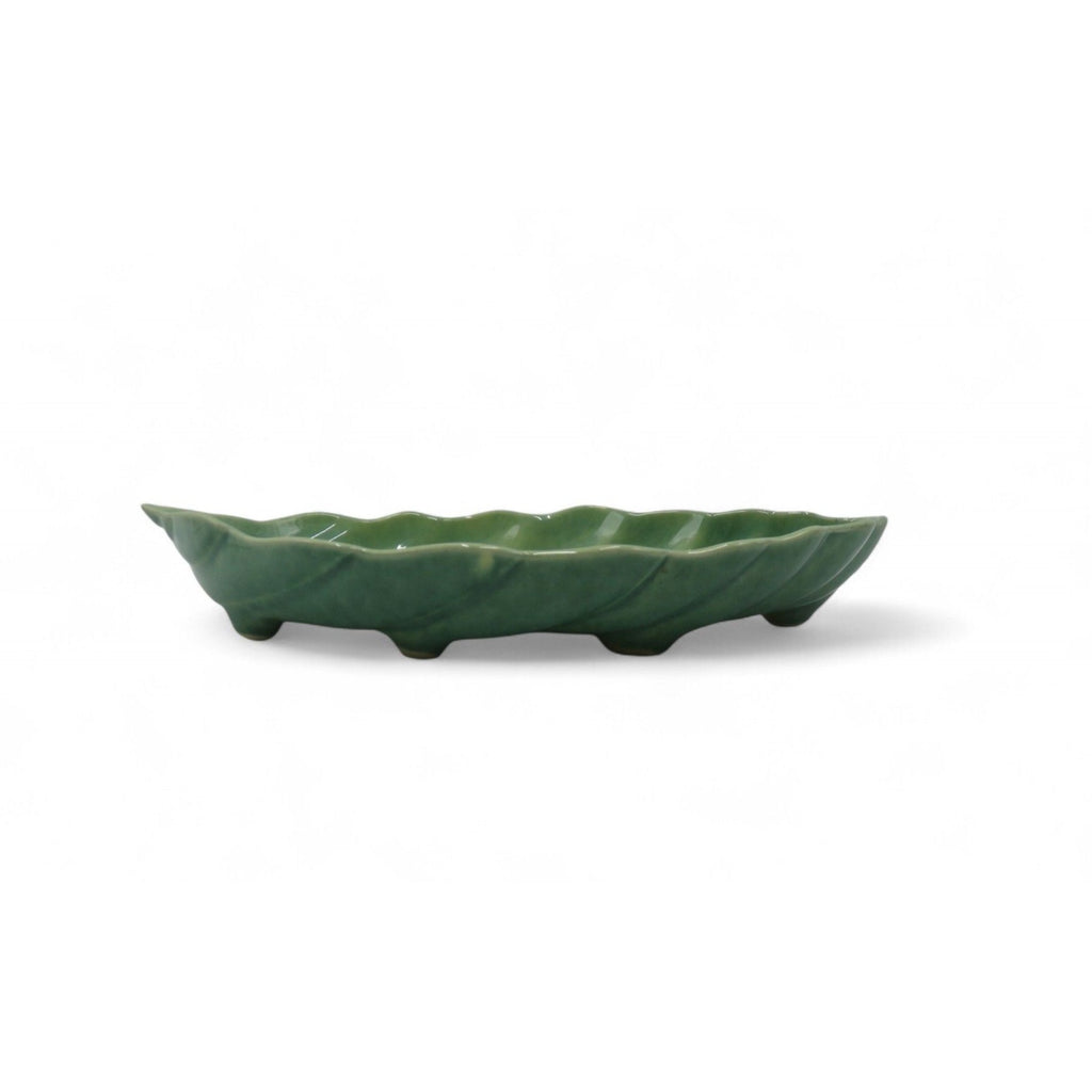 Vintage Beauceware Canada 359 Green Ceramic Leaf Bowl Pottery Dish 12"