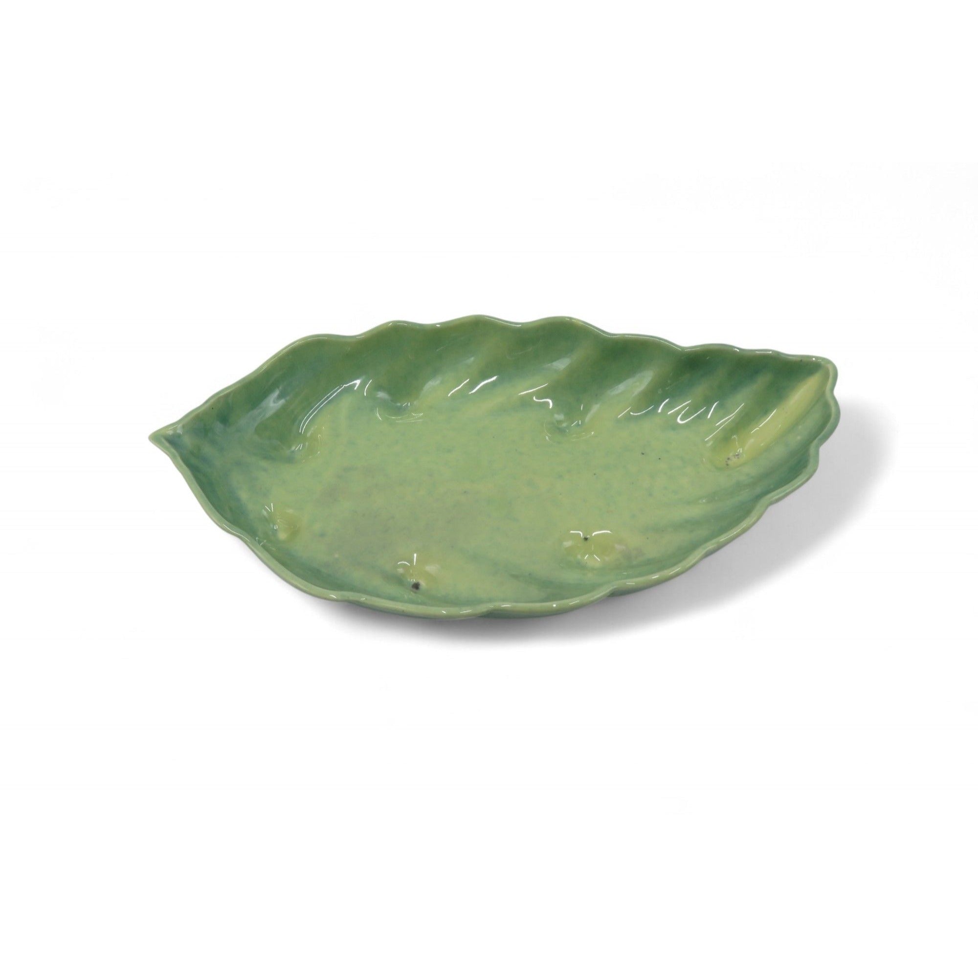 Vintage Beauceware Canada 359 Green Ceramic Leaf Bowl Pottery Dish 12"