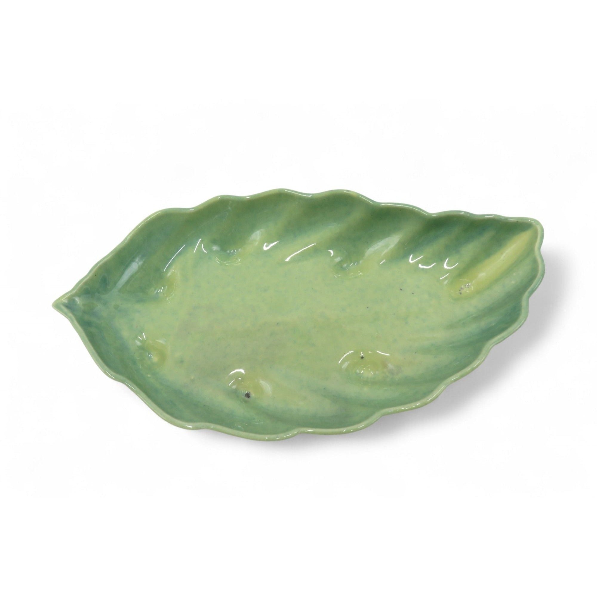 Vintage Beauceware Canada 359 Green Ceramic Leaf Bowl Pottery Dish 12"