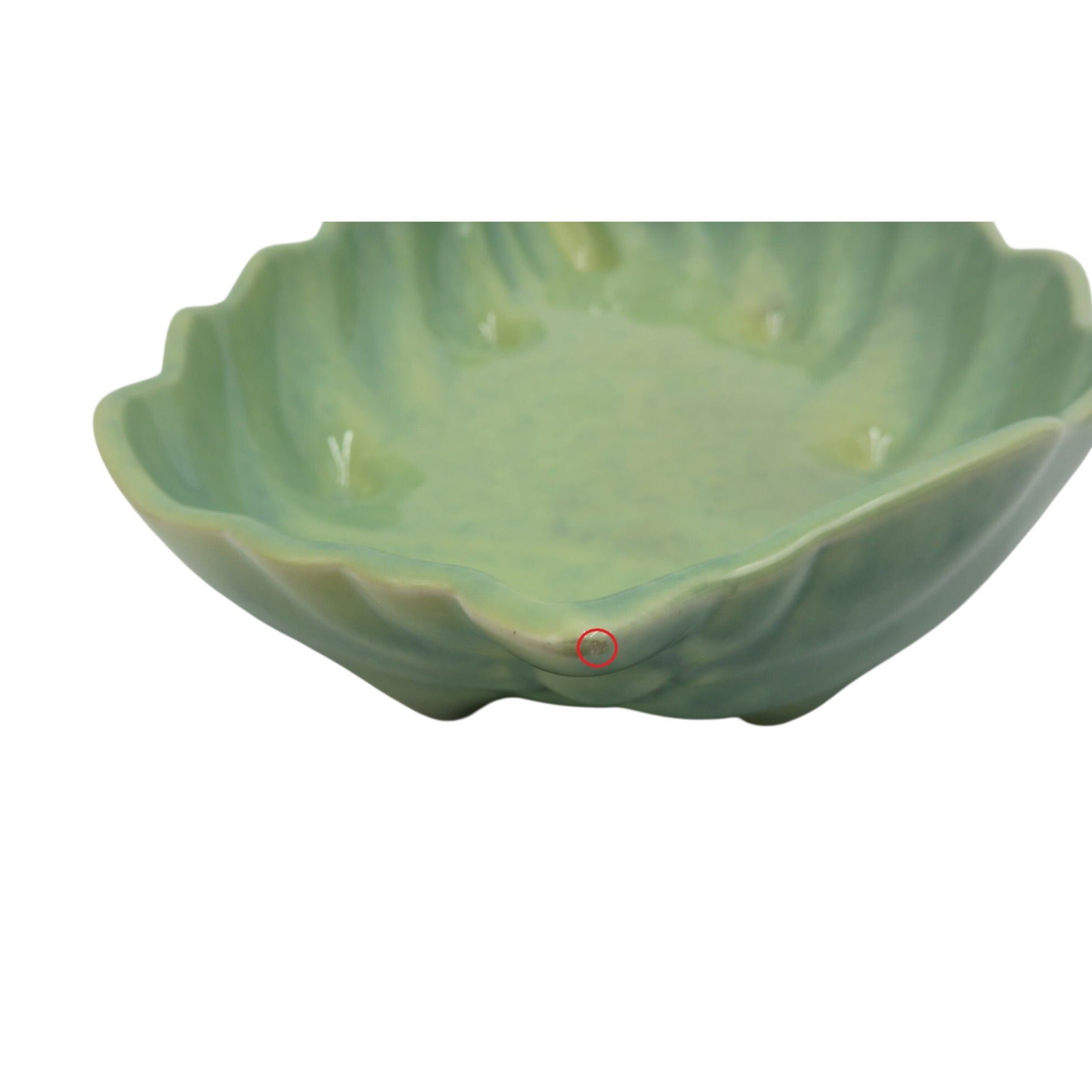 Vintage Beauceware Canada 359 Green Ceramic Leaf Bowl Pottery Dish 12"