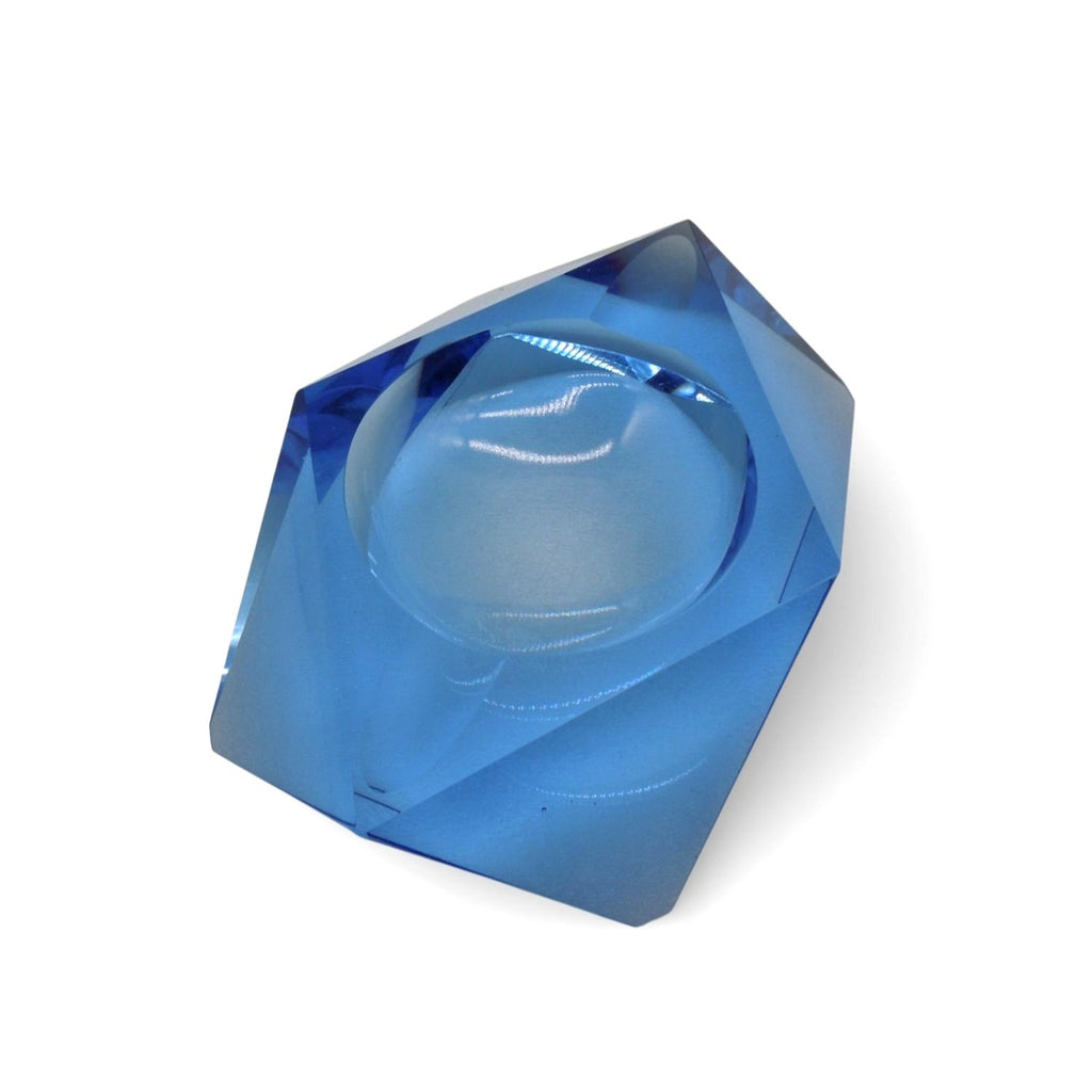 Kunstglas Gehren Faceted Ice Blue Glass Ashtray German GDR Vintage 6.2"