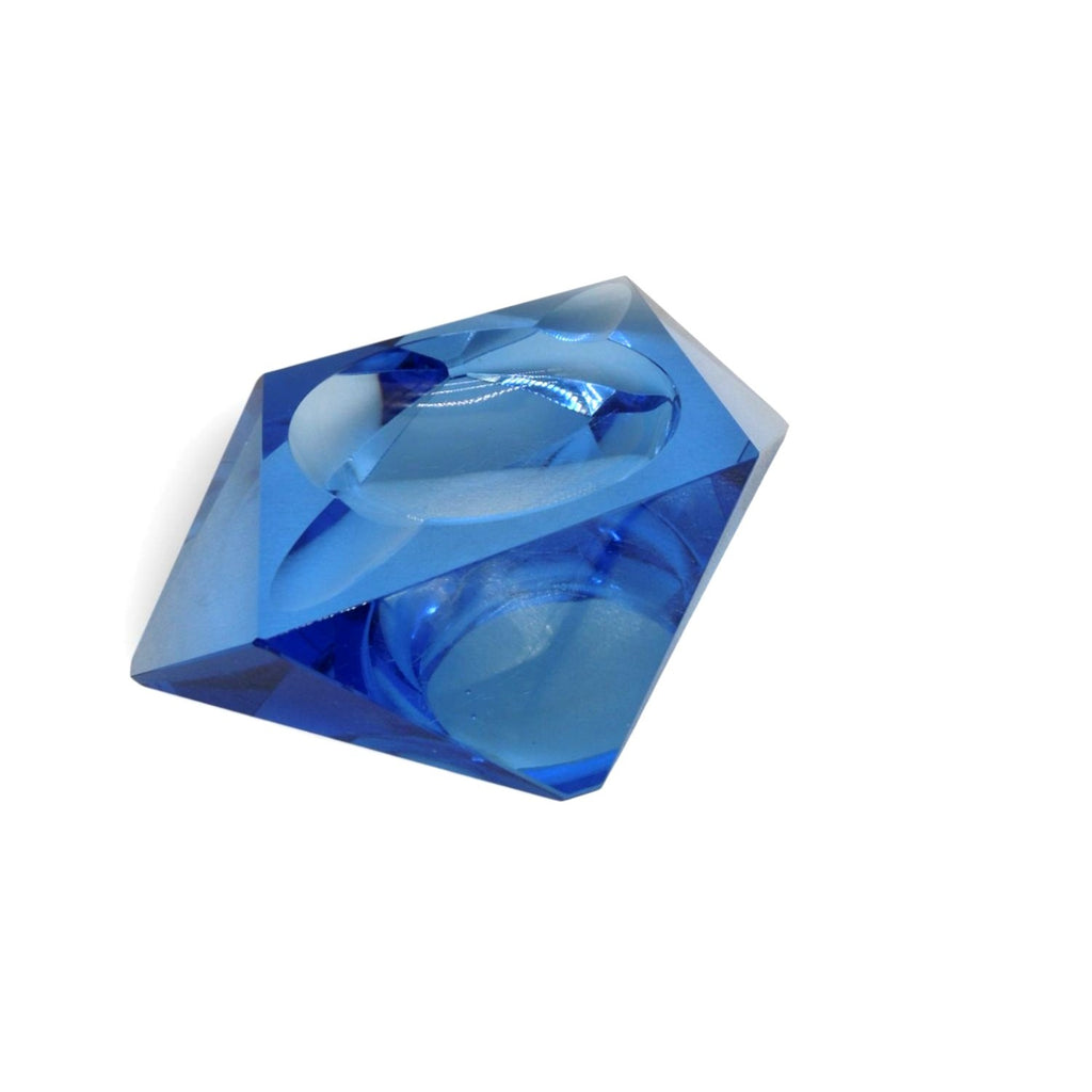 Kunstglas Gehren Faceted Ice Blue Glass Ashtray German GDR Vintage 6.2"