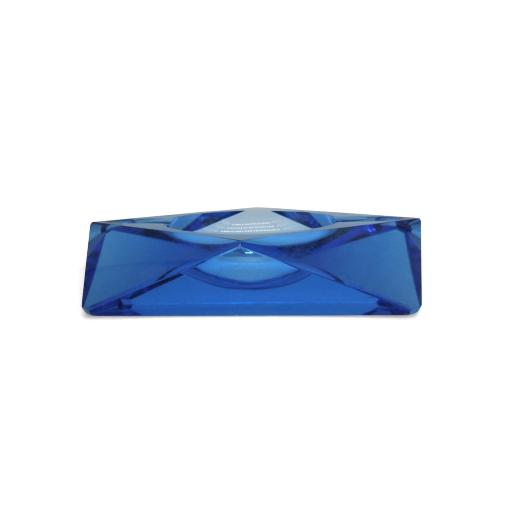 Kunstglas Gehren Faceted Ice Blue Glass Ashtray German GDR Vintage 6.2"