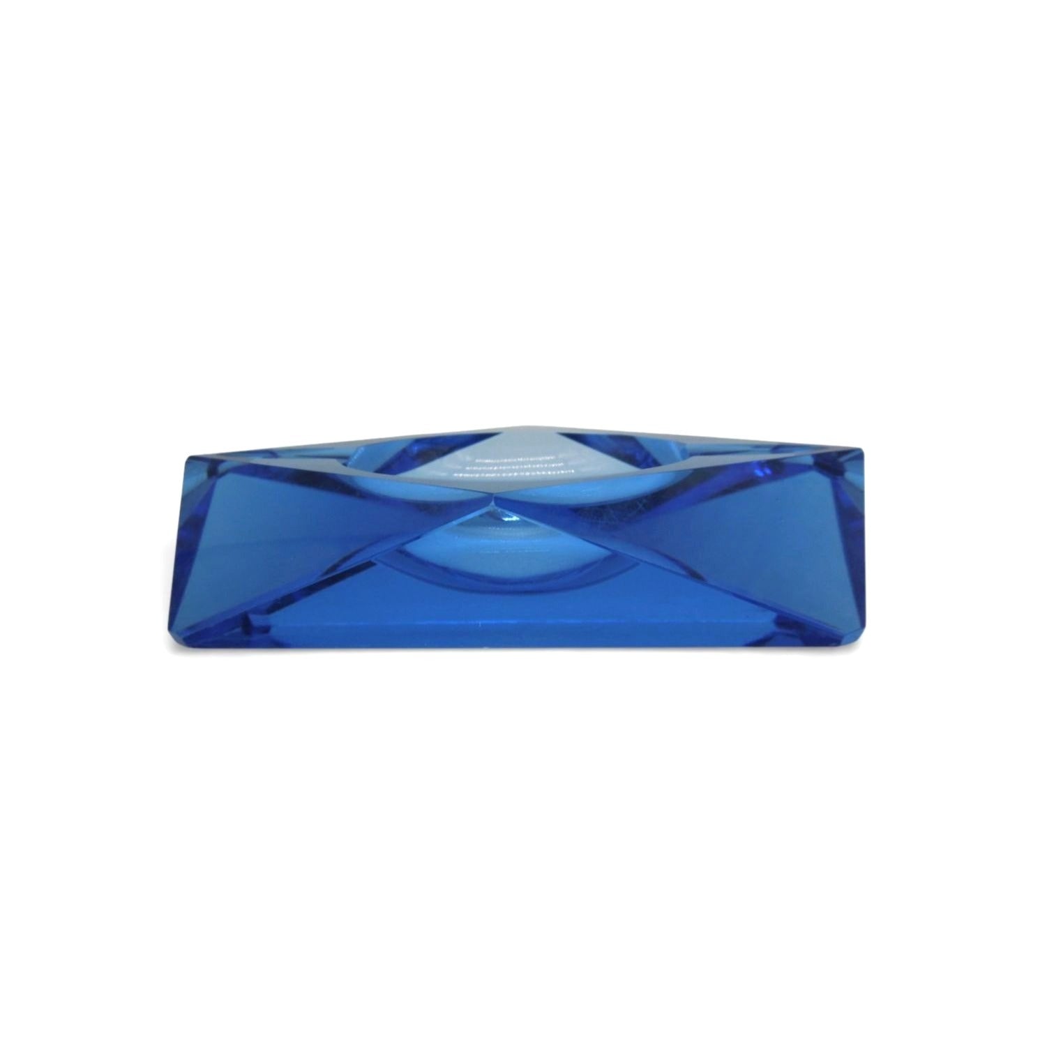 Kunstglas Gehren Faceted Ice Blue Glass Ashtray German GDR Vintage 6.2"