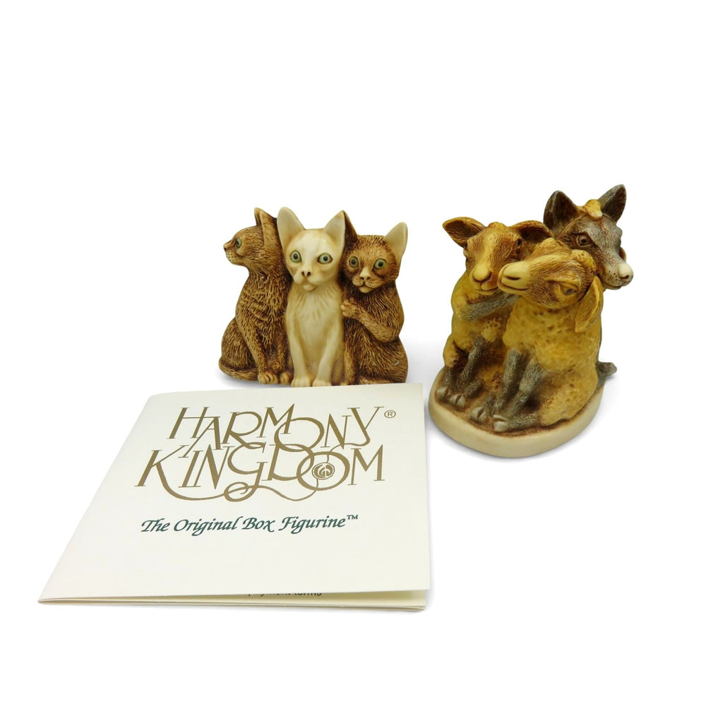 Harmony Kingdom Mutton Chops Sheep Wolf Box Figurine & Cats Pin Vintage England