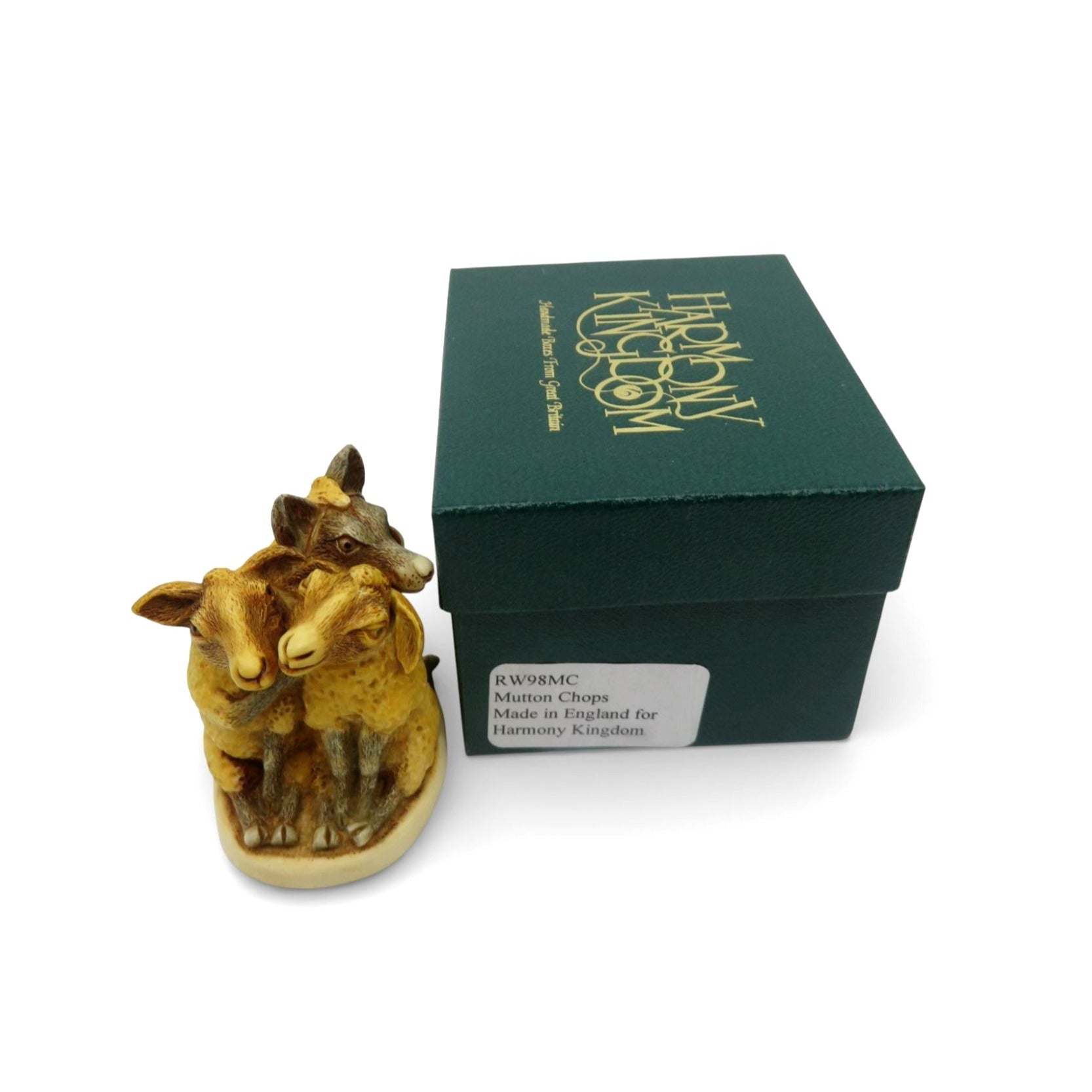 Harmony Kingdom Mutton Chops Sheep Wolf Box Figurine & Cats Pin Vintage England