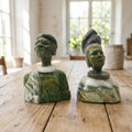 Small Stone Bust Set Colourful Hand Carved in South Africa 3.5"