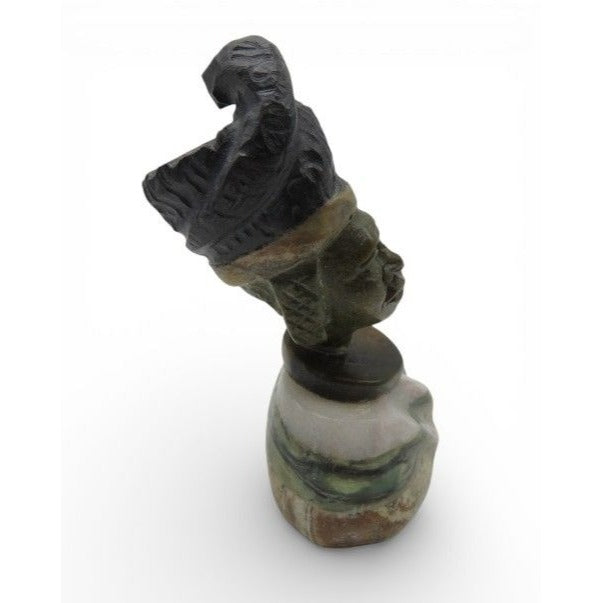 Small Stone Bust Set Colourful Hand Carved in South Africa 3.5"