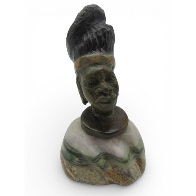 Small Stone Bust Set Colourful Hand Carved in South Africa 3.5"