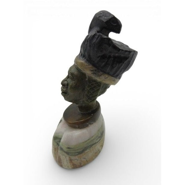 Small Stone Bust Set Colourful Hand Carved in South Africa 3.5"
