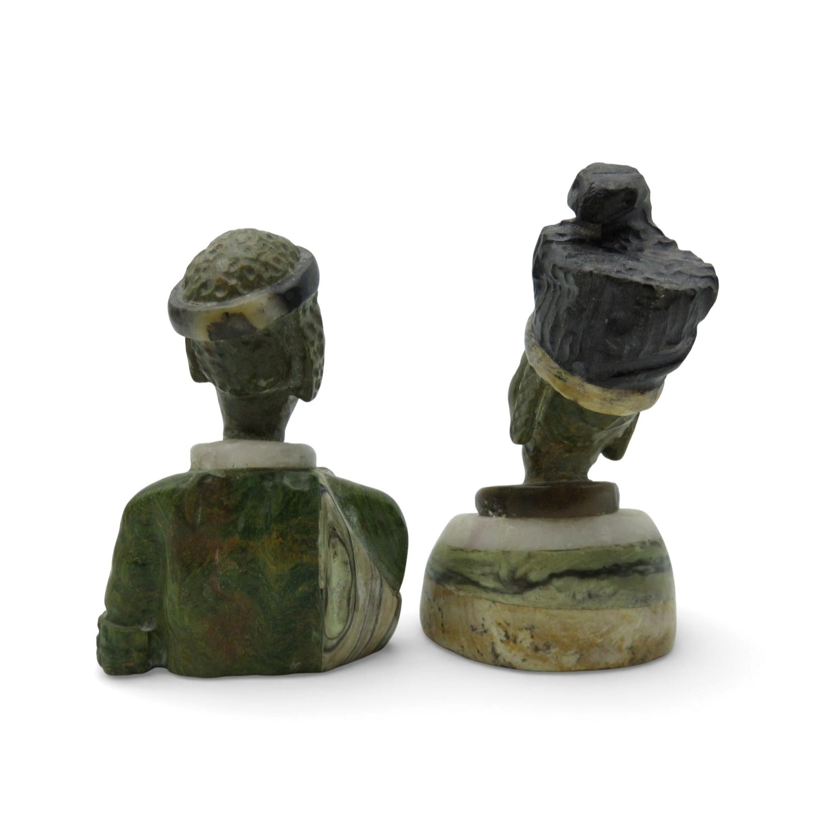 Small Stone Bust Set Colourful Hand Carved in South Africa 3.5"