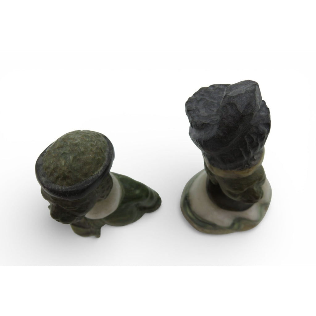 Small Stone Bust Set Colourful Hand Carved in South Africa 3.5"