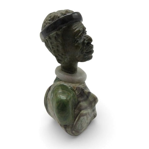 Small Stone Bust Set Colourful Hand Carved in South Africa 3.5"