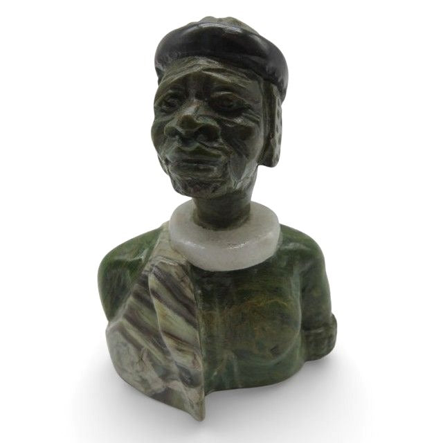 Small Stone Bust Set Colourful Hand Carved in South Africa 3.5"