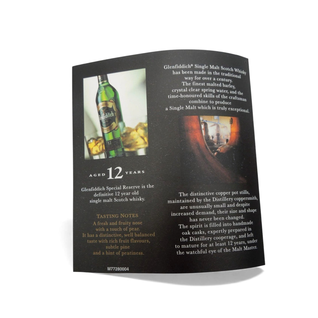 Vintage Glenfiddich 12 Year Scotch Whisky Empty Tube Tin Box & Brochure 12"