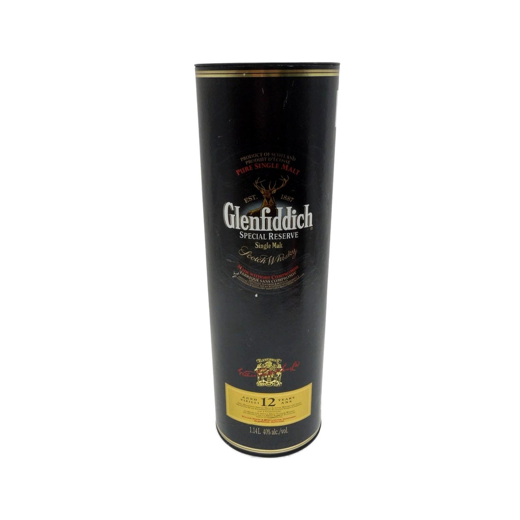 Vintage Glenfiddich 12 Year Scotch Whisky Empty Tube Tin Box & Brochure 12"