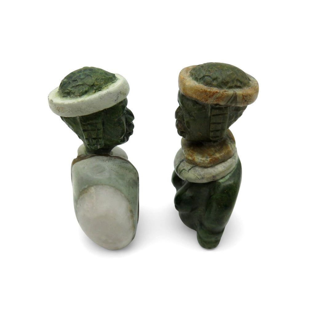 Small Stone Bust Set Colourful Hand Carved in South Africa 3.1"