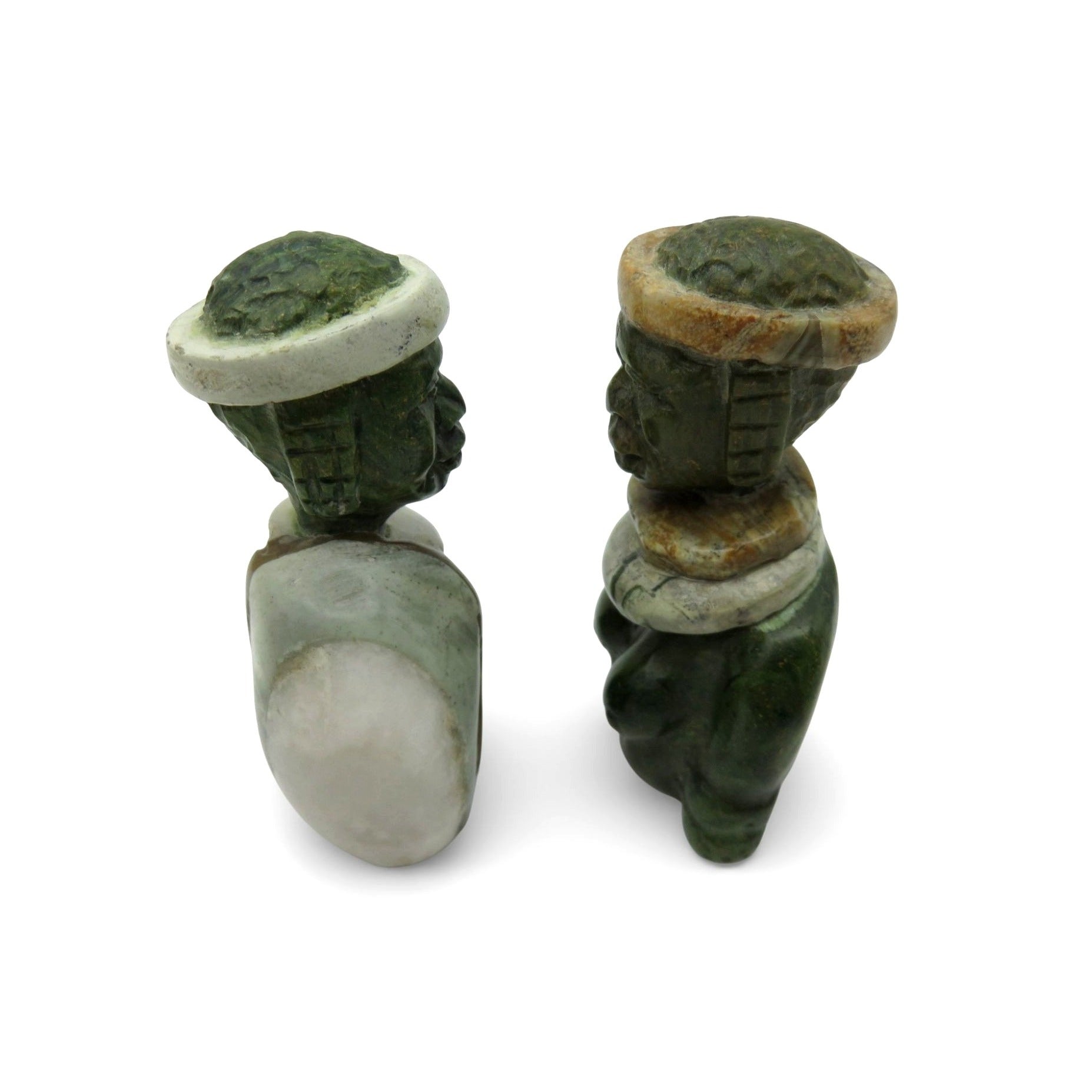Small Stone Bust Set Colourful Hand Carved in South Africa 3.1"