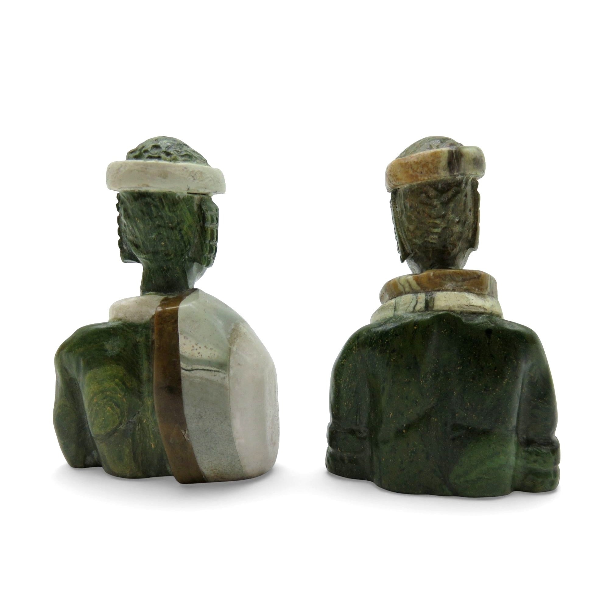 Small Stone Bust Set Colourful Hand Carved in South Africa 3.1"