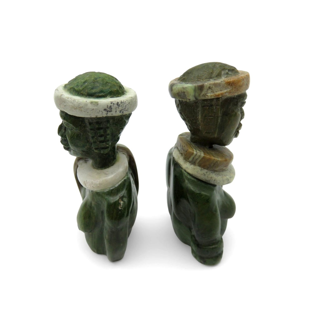 Small Stone Bust Set Colourful Hand Carved in South Africa 3.1"