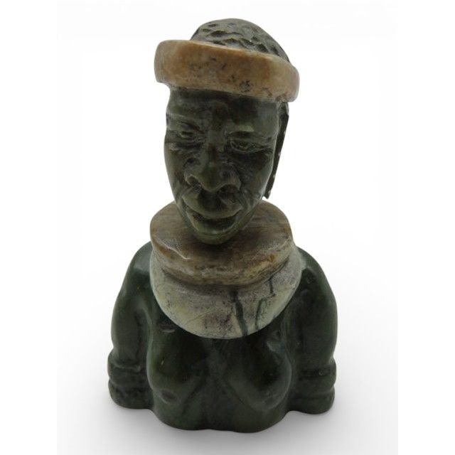 Small Stone Bust Set Colourful Hand Carved in South Africa 3.1"