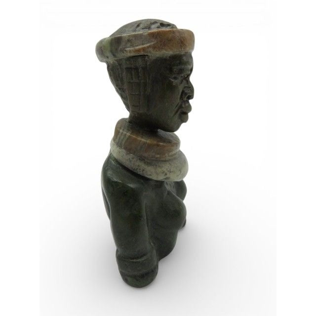 Small Stone Bust Set Colourful Hand Carved in South Africa 3.1"