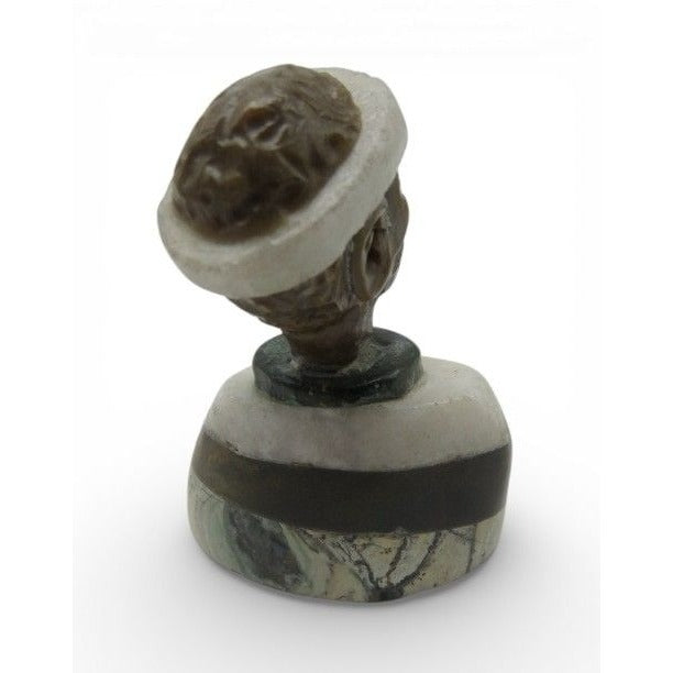 Small Stone Bust Set Colourful Hand Carved in South Africa 2.7" & 3.1"
