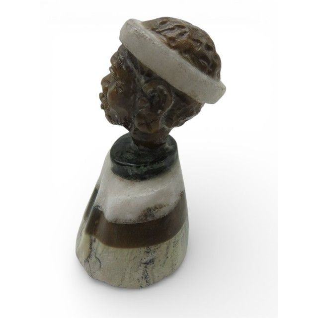 Small Stone Bust Set Colourful Hand Carved in South Africa 2.7" & 3.1"