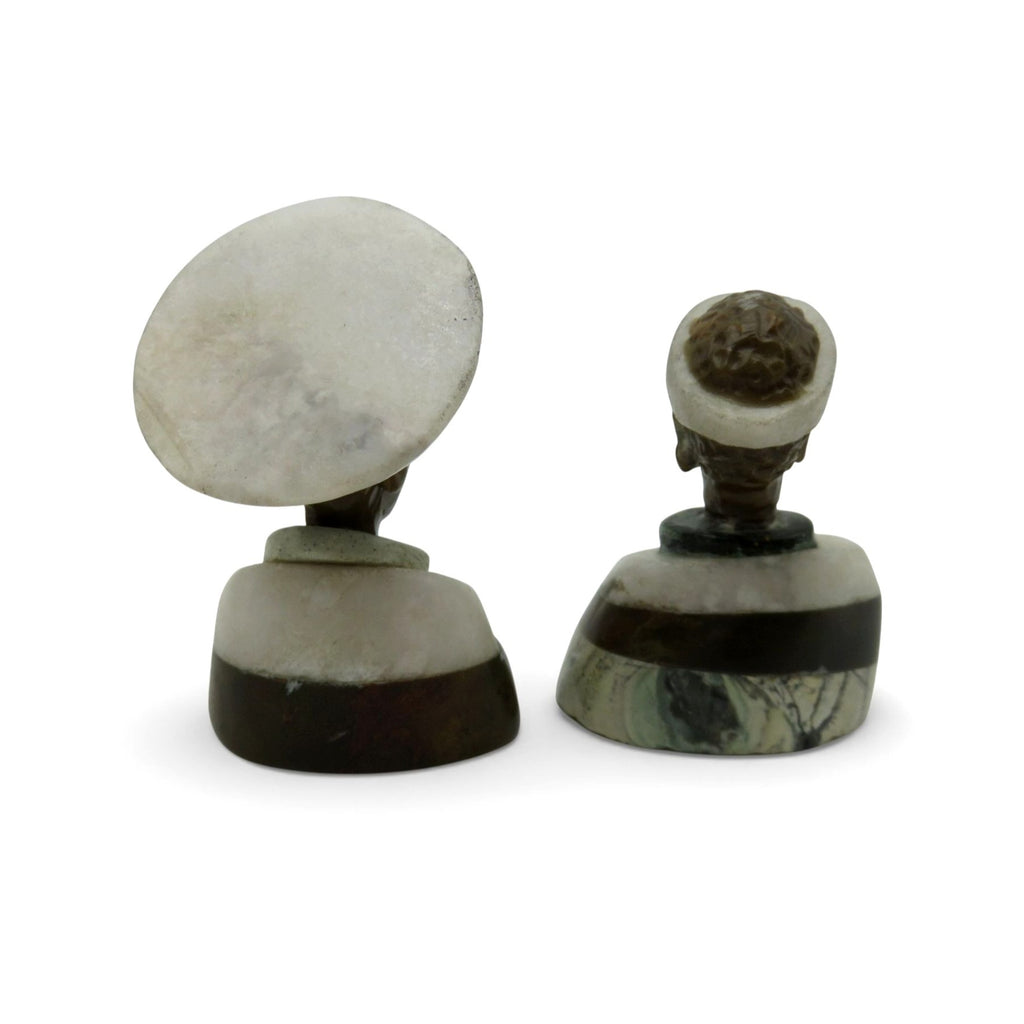 Small Stone Bust Set Colourful Hand Carved in South Africa 2.7" & 3.1"