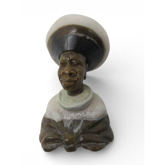 Small Stone Bust Set Colourful Hand Carved in South Africa 2.7" & 3.1"