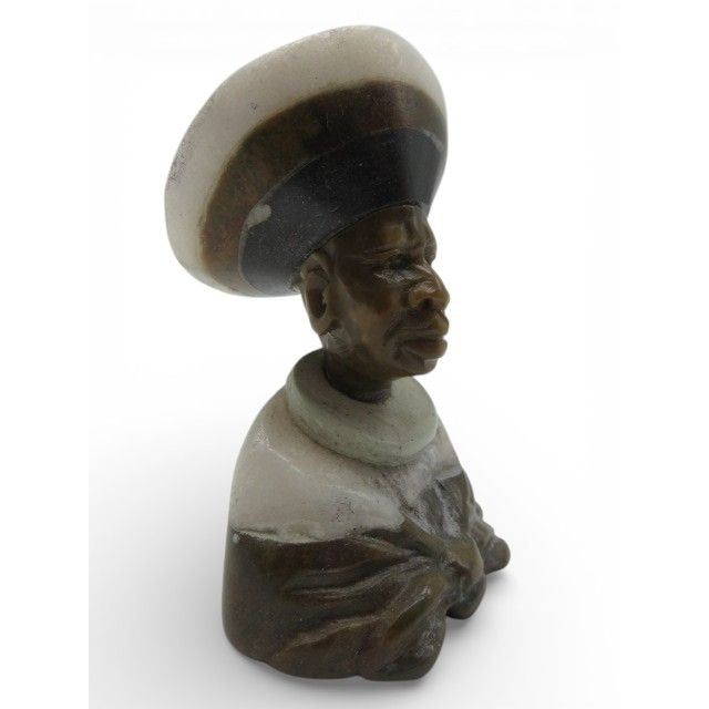 Small Stone Bust Set Colourful Hand Carved in South Africa 2.7" & 3.1"