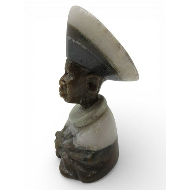 Small Stone Bust Set Colourful Hand Carved in South Africa 2.7" & 3.1"