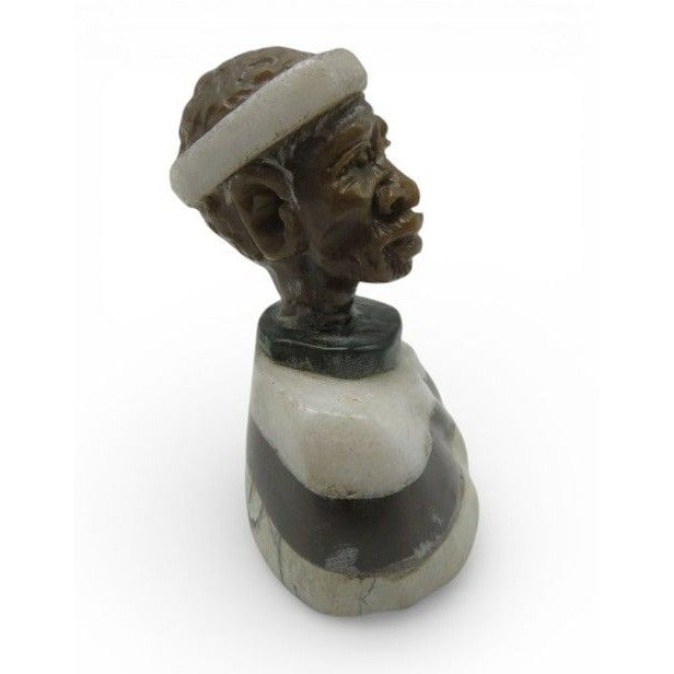 Small Stone Bust Set Colourful Hand Carved in South Africa 2.7" & 3.1"