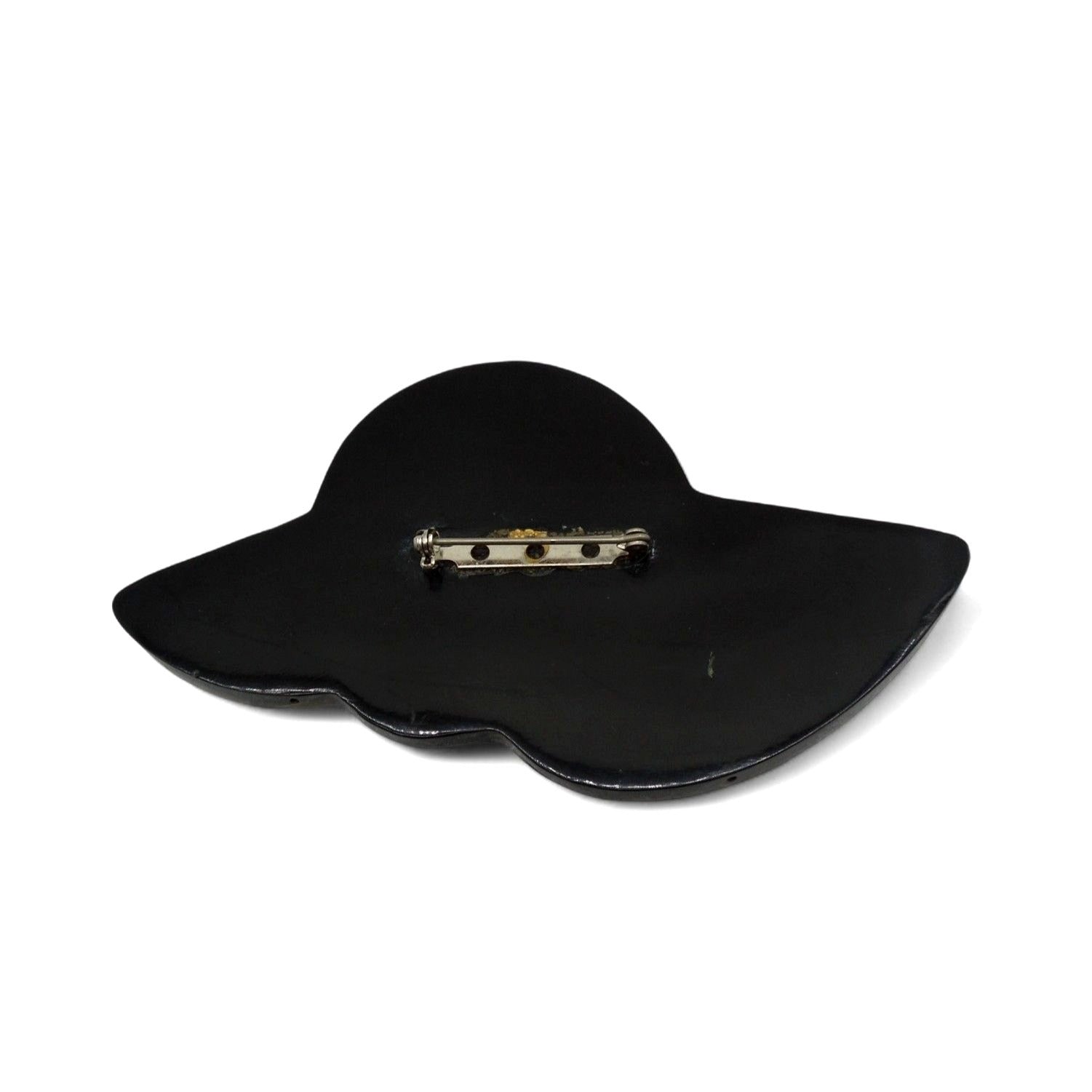 Lady in Hat Brooch Pin Mother of Pearl Woman with Hat 80s Vintage