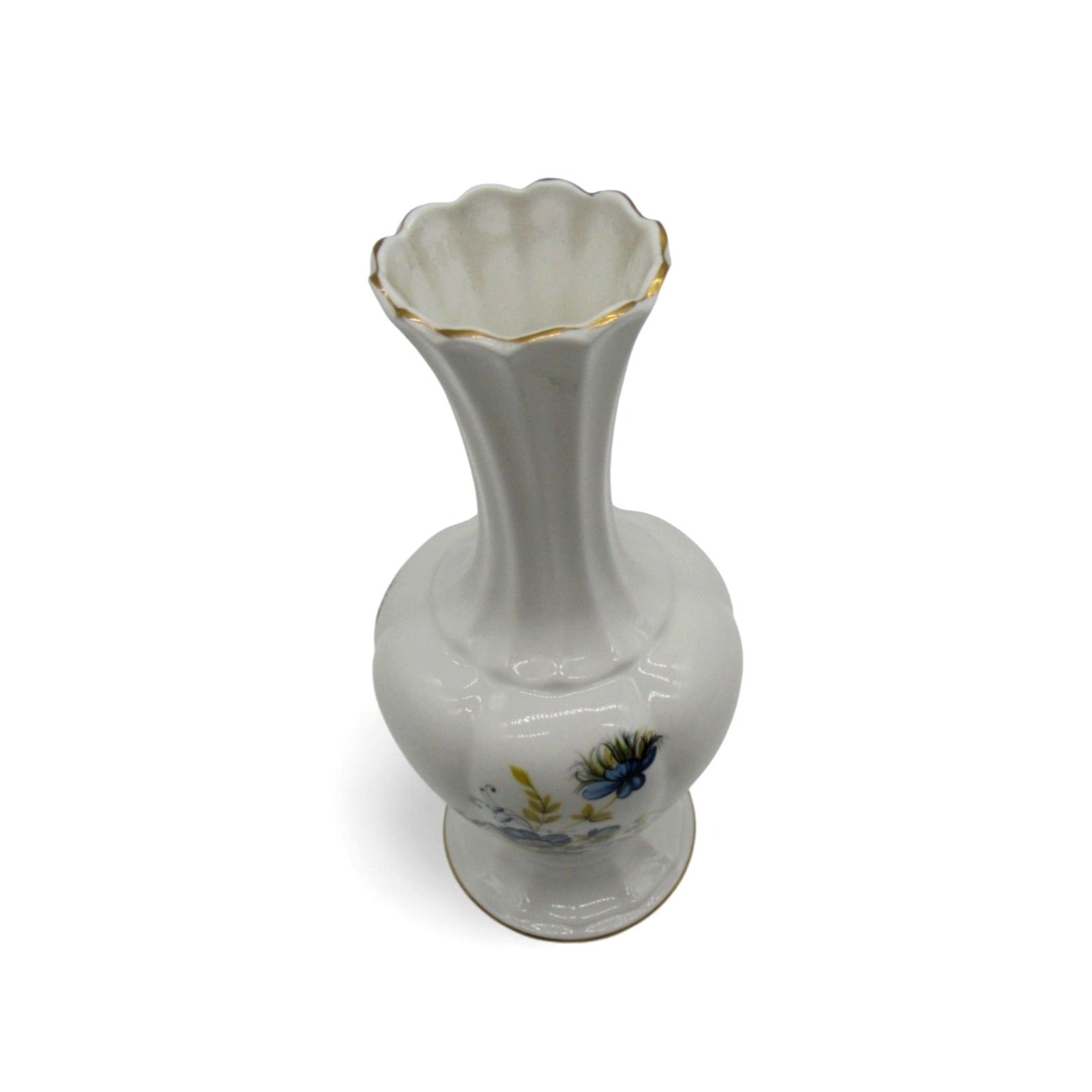 Vintage Royal Tara Fine Bone China 8" Bud Vase Blue Cornflower Irish Galway